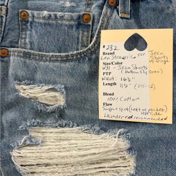 Levi's 501 Blue Distressed Jean Shorts - Picture 14 of 14